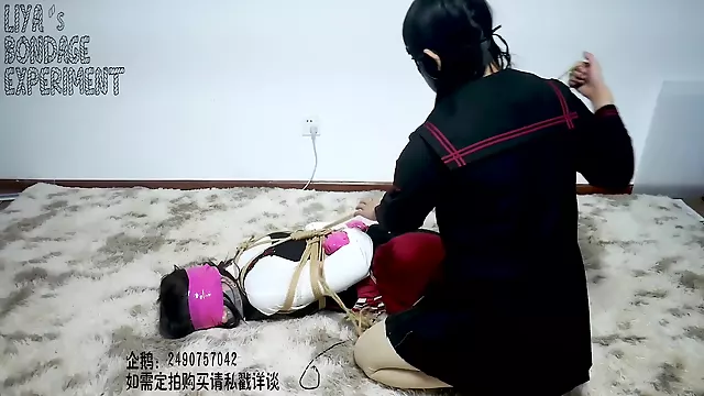 Chinese Bondage Hogtied & Tape Gagged