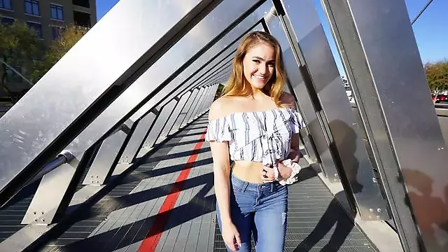 Kenzie Madison Gets On Her Hands And Knees To Suck Cock In Public