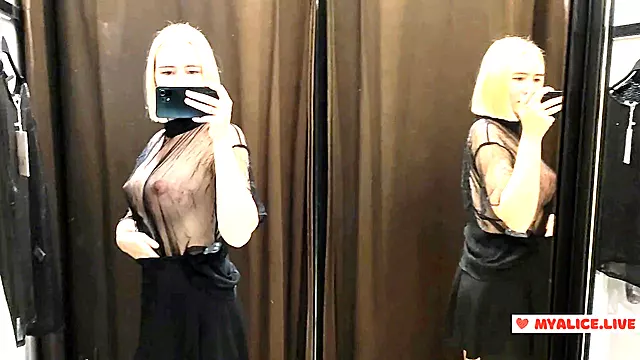 Mall, biggest tits, dressing room flash