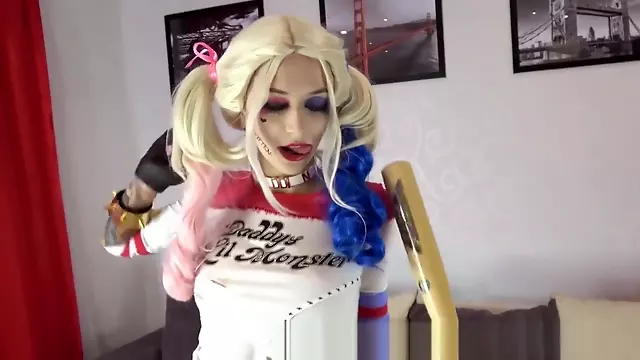 PURPLE BITCH ANAL Harley Quinn cosplay FUCK MACHINE