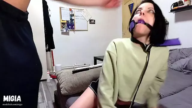 Gagged, japanese spit
