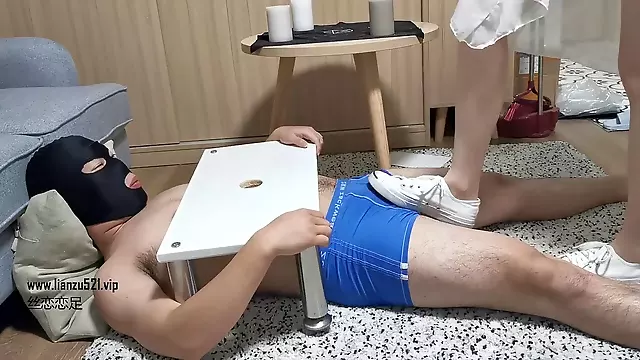 Chinese footjob masturbation with a cute girl