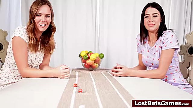 Playing A Dice Game With Two Lovely Lesbian Hot Girls