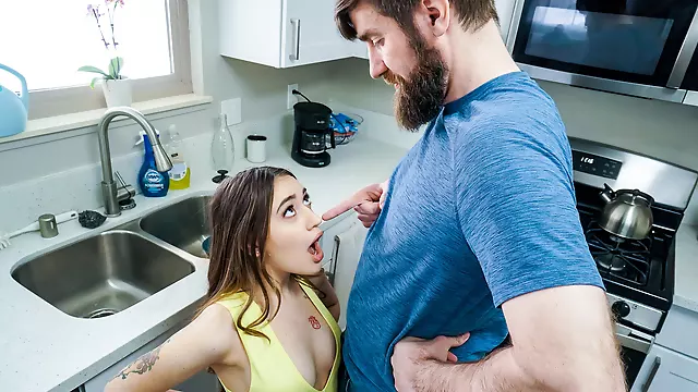 Sera Ryder is fucked by her stepbrother Chris Epic in the kitchen