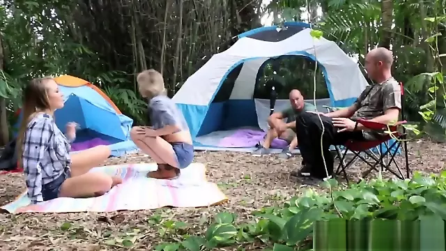 Teens Alyssa And Haley Camping With Horny Dads
