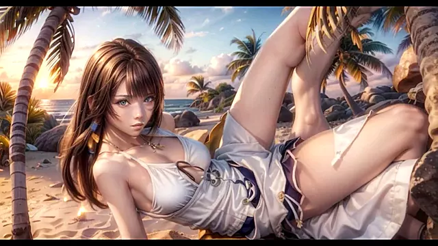 On beach, final fantasy