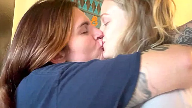 Dom/sub Lesbian make out deep kissing