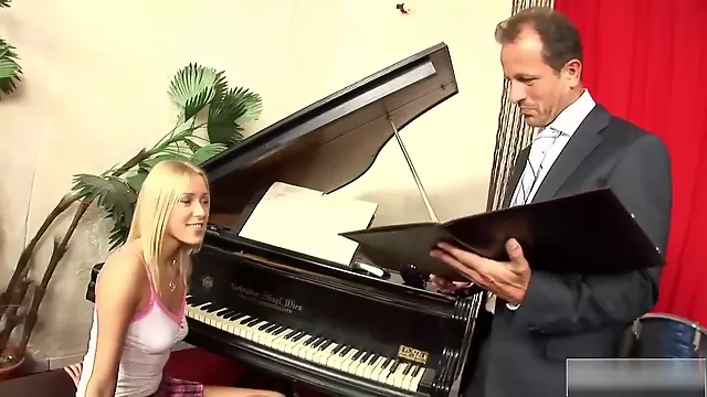Blonde Babe Fucks The Piano Teacher