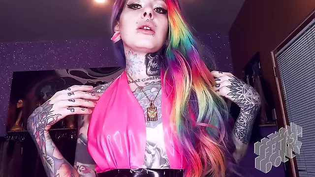 Sissy Brainwash Amsr Whisper Latex Femdom Rainbow Hair Tattooed Mistress Suicide Girl Slave Dominati