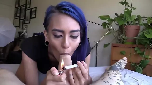 Janice Griffith joint smoking pov blowjob tease