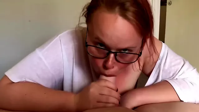Awesome Blowjob with Glasses! Cum in Mouth! Deep Troath!