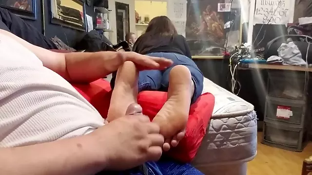 Cum shoes, chinese footjob