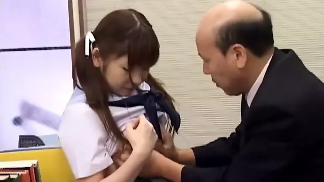 Asian old man office, punished japanese schoolgirl, korean boss sponser