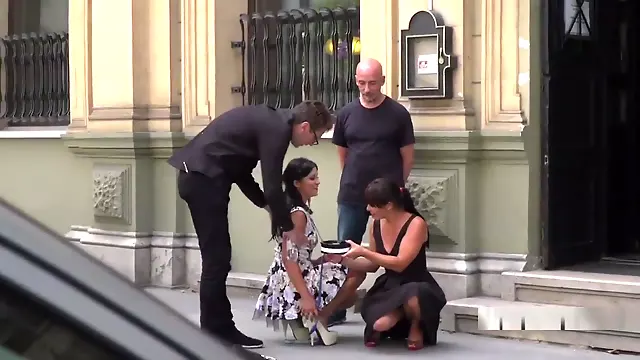 Hungarian Slave First Time Naked In Public