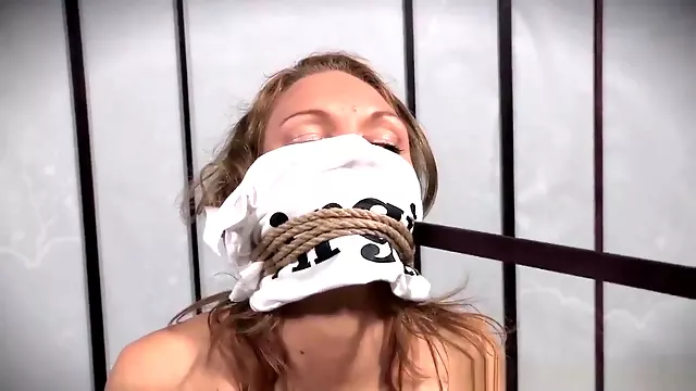 Hogtied Busty Slave Tormented By Black Dom