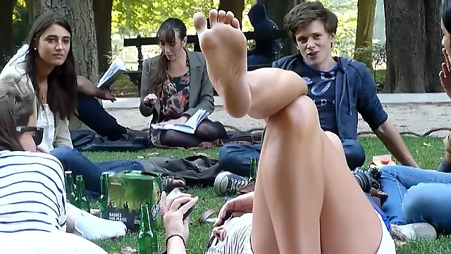 Candid blonde soles in the park!